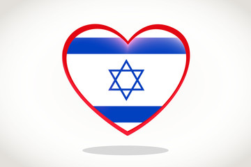 Israel Flag in Heart Shape. Heart 3d Flag of Israel, Israel flag template design.