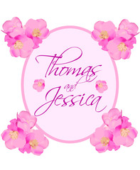 Wedding invitation background. Floral poster, invite. Anniversary board. Decorative greeting card. Invitation design backdrop. Blank with approximate information. Illustration.