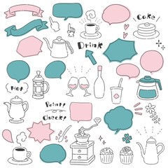 手書き風フキダシと飲み物の可愛いイラスト