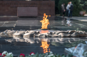 Monument with eternal fire in Almaty, Kazakhstan
