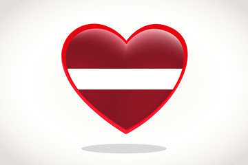 Latvia Flag in Heart Shape. Heart 3d Flag of Latvia, Latvia flag template design.