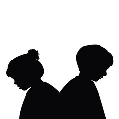 a boy and a girl head silhouette vector