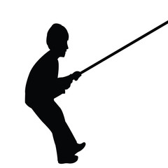 Naklejka premium a boy holding rope silhouette vector
