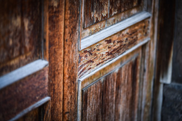 ancient doors close up within the historical streets of Rome