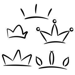 Hand drawn crowns. Vector illustration