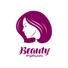 Beauty salon logo. Beautiful girl or young woman vector illustration