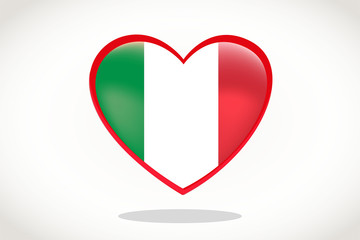 Italy Flag in Heart Shape. Heart 3d Flag of Italy, Italy flag template design.