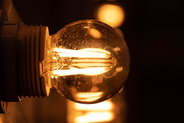 Close-up of vintage Yellow light bulb