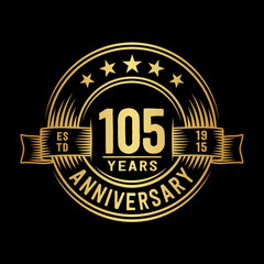 105 years anniversary celebration logotype. Vector and illustration.