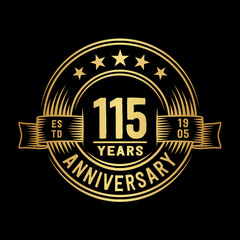 115 years anniversary celebration logotype. Vector and illustration.