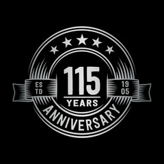 115 years anniversary celebration logotype. Vector and illustration.