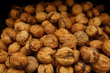  Fresh organic walnuts on a baking sheet