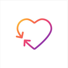 logo Heart with arrow vector illustration, line style icon editable outline. eps 10