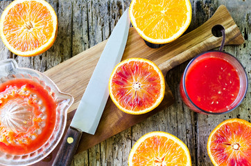 Preparation of Sicilian blood oranges juice