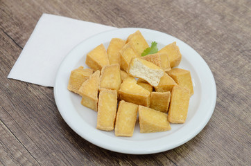fried tofu diced plate
