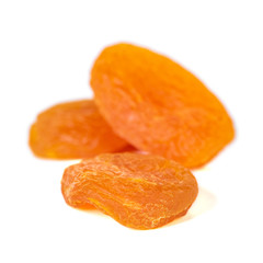 Dried apricots isolated on white background. Healthy food.