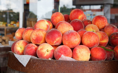 Peaches at a country store in rural Virginia USA
