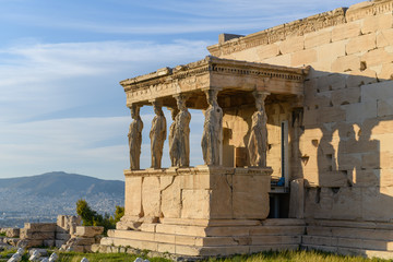 Obraz premium Parthenon Temple in Acropolis of Athens, Greece. Golden hour light.