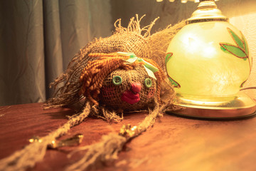 A homemade toy with lamp