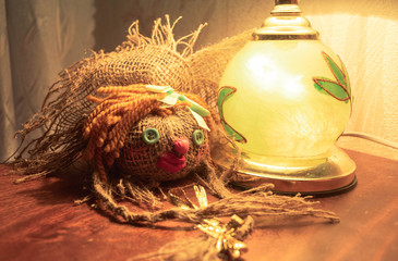 A homemade toy with lamp
