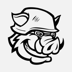 Wild hog or boar head mascot, colored version. Great for sports logos & team mascots. 