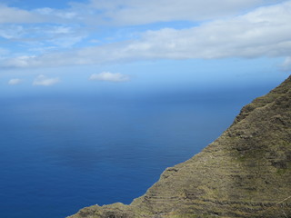 sea, landscape, sky, water, nature, blue, beach, ocean, coast, mountain, cliff, travel, rock, view, summer, island, clouds, coastline, rocks, horizon, cloud, panorama, cliffs, green, lake