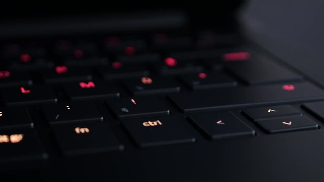 ultralight PC laptop with RGB illuminated keyboard on laptop