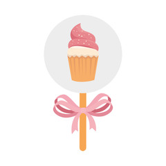 delicious cupcake in stick isolated icon