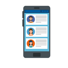 smartphone device with chat isolated icon