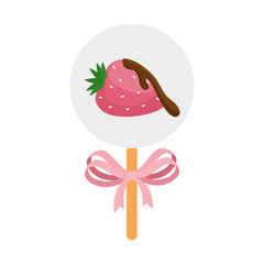 strawberry with chocolate in stick isolated icon