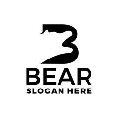 the letter B becomes a logo with a bear concept