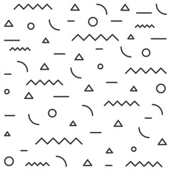 Gray geometric pattern with different elements on white background. Vector illustration.