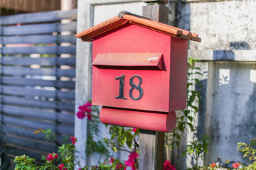 Red letter box number 18.