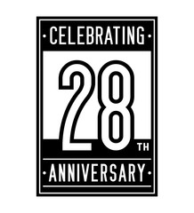 28 years logo design template. Anniversary vector and illustration.