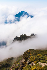 Beautiful Fansipan Landscape of mountains and fog in valley, Sapa, Vietnam