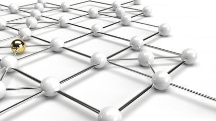 Fototapeta premium The Abstract design connection design gold and white sphere network structure 3d rendering.