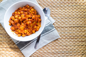 Chana Masala: Traditional Indian dish with chickpeas and curry.