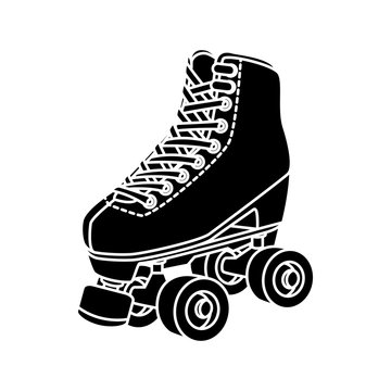 recommend clip art: silhouette of roller skate of nineties retro isolated icon