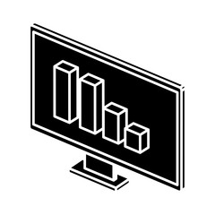 silhouette of computer desktop with infographic isolated icon