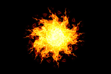 Fire flames on a black background