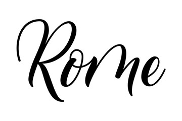 Fototapeta premium Modern brush calligraphy Rome isotated on a white background. Vector illustration.