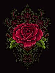 Red rose mandala vector illustration