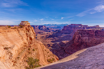 View on Moki Dugway close to Moument Valley in Utah in winter