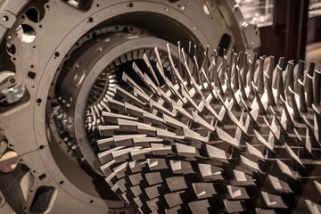 industrial production metallic turbine background