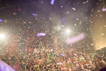 Explosive confetti at an entertainment party concert