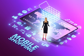 Concept of mobile shopping with smartphone