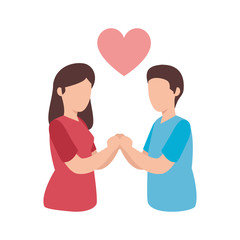 Fototapeta premium young couple with heart avatar character icon