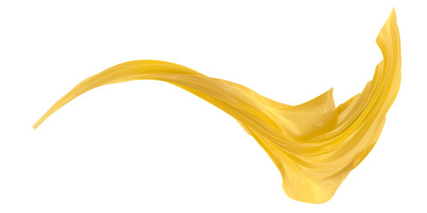 Abstract background of yellow wavy silk or satin. 3d rendering image.