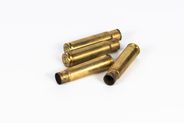 Old Gun Shell cashings on white background