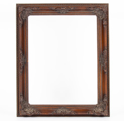 Empty Antique Picture Frame with white background